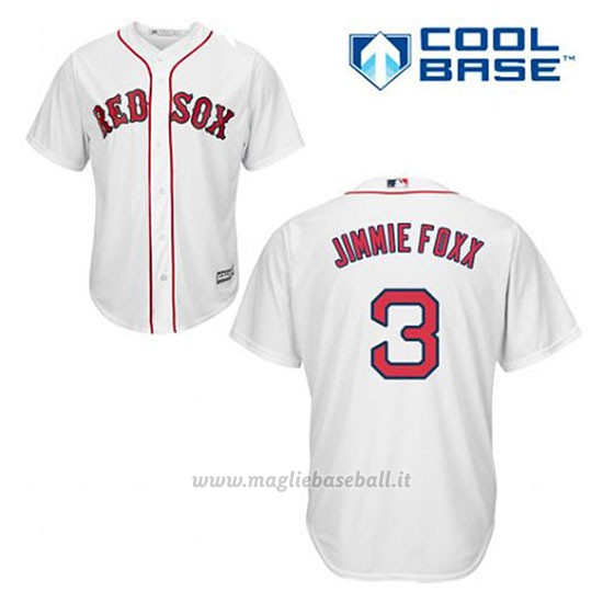 Maglia Baseball Uomo Boston Red Sox 3 Jimmie Foxx Bianco 1ªCool Base